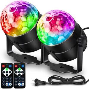New [2-Pack] Disco Ball DJ Party Lights Sound Activated with Remote Control